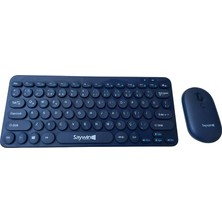 TahTicMer Bluetooth Klavye Mouse Tüm Cihazlara Uyumlu Dual Mode Türkçe Q Slim Mini Klavye Akıllı Taşınabilir Kablosuz Bluetooth Klavye Mause Lacivert