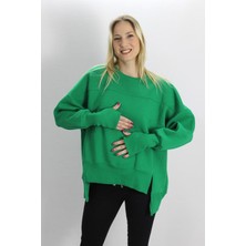 Rouge Basic Üç Iplik Şardonlu Parçalı Sweat Yeşil - 1503.200