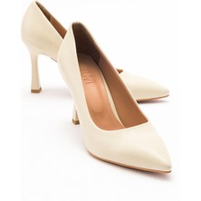 Luvi Forest Ekru-Bej Cilt Kadın Topuklu Ayakkabı