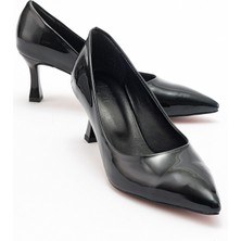 Luvi Pedra Siyah Rugan Kadın Topuklu Ayakkabı