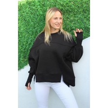 Rouge Basic Üç Iplik Şardonlu Parçalı Sweat Siyah - 1503.200