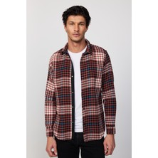 Tudors Erkek Slim Fit Dar Kesim Uzun Kollu Kareli Kışlık Oduncu Gömlek