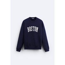 Loss Buttom Boston Baskılı Sweatshirt