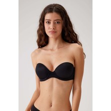 Pierre Cardin 2'Li Paket Siyah-Ten 6806 Vicenza Ekstra Push Up Dolgulu Straplez Sütyen Set