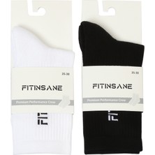 Fitinsane Premium Performance Crew Unisex 2'li Paket Siyah - Beyaz Spor Çorap