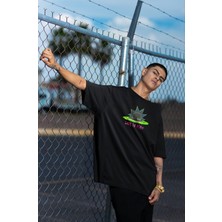 Swozz Rick And Morty Back In Time Ön ve Sırt Baskılı Yüksek Kaliteli Unisex Oversize Tshirt