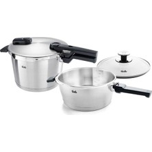 Fissler Vitaquick Premium 6+3.5lt Düdüklü Tencere 2'li Set+Cam Kapak