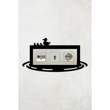 Markcat Ördek ve Gölet Tasarım 3lü Priz Çerçevesi (Iç Ölçü 22,75X8,4 Cm) Üçlü Dekoratif Çerçeve