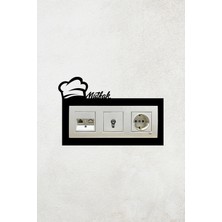 Markcat Mutfak Tasarım 3lü Dekoraitf Siyah Priz Çerçevesi (Iç Ölçü 22,75X8,4 Cm) Mutfak Dekorasyonu