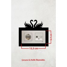 Markcat Kuğu Aşk Tasarım 2li Priz Çerçevesi (Iç Ölçü 15,5x8,4 Cm) Dekoratif Ikili Çerçeve - Duvar Dekorasyon