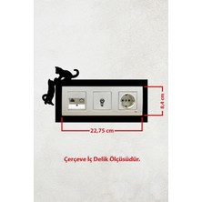 Markcat Kedi Tasarım 3lü Dekoratif Priz Çerçevesi (Iç Ölçü 22,75X8,4 Cm) Priz Çerçevesi Üçlü