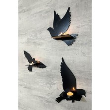 Markcat Dekoratif Kuş Duvar Rafı 3 Lü Set MDF Malzeme Şık Tasarım 30 cm