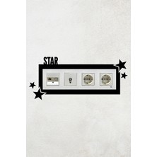 Markcat Star Yazılı Yıldız Tasarım 4lü Priz Çerçevesi (Iç Ölçü 29,7x8,4 Cm) Dörtlü Çerçeve