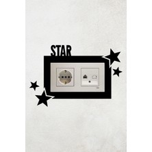 Markcat Star Yazılı Yıldız Tasarım 2li Priz Çerçevesi (Iç Ölçü 15,5x8,4 Cm) 2li Dekoratif Priz Çerçeve