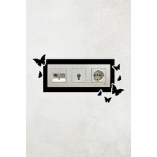 Markcat Kelebek Tasarım 3lü Dekoratif Siyah Priz Çerçevesi (Iç Ölçü 22,75X8,4 Cm) Priz Çerçeve