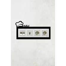 Markcat Mutfak Tasarım 4lü Dekoratif Siyah Priz Çerçevesi (Iç Ölçü 29,7x8,4 Cm) Mutfak Dekorasyonu