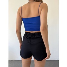 Byrsword Pamuklu Kumaş Lastik Askılı Crop Bluz