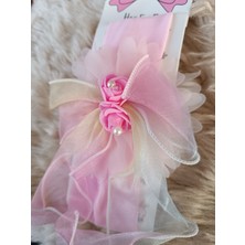Efna Store Tül Fiyonk Üzeri Gül Firgürlü Çocuk ve Bebek Saç Bandı