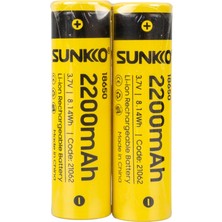 Sunkko 3.7 Volt 2200 Mah 18650 Şarj Edilebilir Pil 2 Adet Lityum Ion Şarjlı Pil 18X65MM