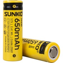 Sunkko 3.7 Volt 650 Mah 14430 Şarj Edilebilir Pil 2 Adet Lityum Ion Şarjlı Pil 14X43MM