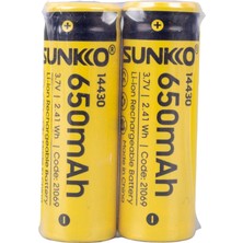 Sunkko 3.7 Volt 650 Mah 14430 Şarj Edilebilir Pil 2 Adet Lityum Ion Şarjlı Pil 14X43MM