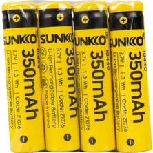 Sunkko 3.7 Volt 350 Mah 10440 Şarj Edilebilir Pil 2 Adet Lityum Ion Şarjlı Pil 10X44MM