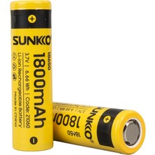 Sunkko 3.7 Volt 1800 Mah 18650 Şarj Edilebilir Pil 2 Adet Lityum Ion Şarjlı Pil 18X65MM