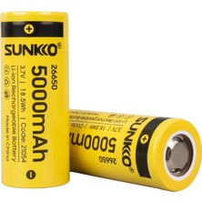 Sunkko 3.7 Volt 5000 Mah 26650 Şarj Edilebilir Pil 2 Adet Lityum Ion Şarjlı Pil 26X65MM