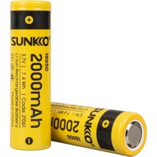 Sunkko 3.7 Volt 2000 Mah 18650 Şarj Edilebilir Pil 2 Adet Lityum Ion Şarjlı Pil 18X65MM