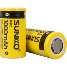 Sunkko 3.7 Volt 1000 Mah 18350 Şarj Edilebilir Pil 2 Adet Lityum Ion Şarjlı Pil 18X35MM