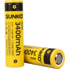 Sunkko 3.7 Volt 3400 Mah 18650 Şarj Edilebilir Pil 2 Adet Lityum Ion Şarjlı Pil 18X65MM