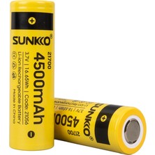 Sunkko 3.7 Volt 4500 Mah 21700 Şarj Edilebilir Pil 2 Adet Lityum Ion Şarjlı Pil 21X70MM