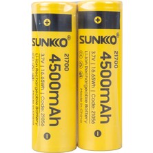 Sunkko 3.7 Volt 4500 Mah 21700 Şarj Edilebilir Pil 2 Adet Lityum Ion Şarjlı Pil 21X70MM