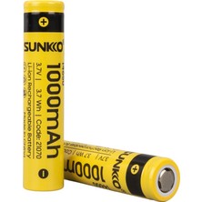 Sunkko 3.7 Volt 1000 Mah 14650 Şarj Edilebilir Pil 2 Adet Lityum Ion Şarjlı Pil 14X65MM