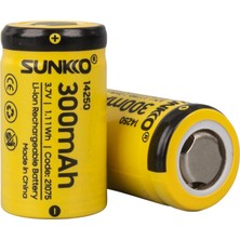 Sunkko 3.7 Volt 300 Mah 14250 Şarj Edilebilir Pil 2 Adet Lityum Ion Şarjlı Pil 14X25MM