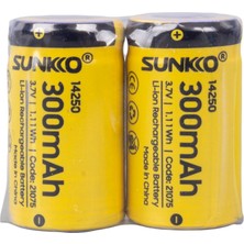 Sunkko 3.7 Volt 300 Mah 14250 Şarj Edilebilir Pil 2 Adet Lityum Ion Şarjlı Pil 14X25MM