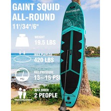 Sup Board Skatinger Octopus Yoga Board 335 cm x 86 x 15 Stand Up Paddle Board Ultra Geniş ve Stabil Şişme Sörf Tahtası