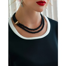 Siyah choker kolye Kadın siyah oniks choker kolye Kombin kolye Kadın tasma kolye