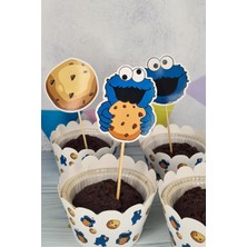 Pekshop Kurabiye Canavarı Konsept Kürdan Süsleri Cupcake Süsleri Lüks Büyük Boy 10LU Paket