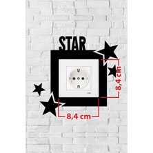 Markcat Star Yazılı Yıldız Tasarım Priz Çerçevesi (Iç Ölçü 8,4x8,4 Cm) Dekoratif Priz - Anahtar Çerçevesi