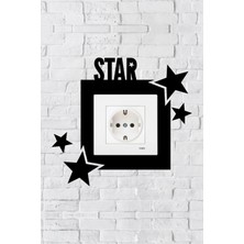 Markcat Star Yazılı Yıldız Tasarım Priz Çerçevesi (Iç Ölçü 8,4x8,4 Cm) Dekoratif Priz - Anahtar Çerçevesi