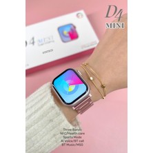 D4 Mini Amoled Ekran Silikon + Metal Kordonlu Bileklik Hediyeli 41 mm Watch 9 Mini Akıllı Saat