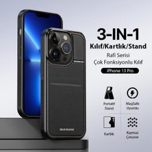 Coofbe Premium Deri 3in1 Magsafe Uyumlu Apple iPhone 13 Pro Kılıf Kartlık Telefon Standı Cüzdanlı Kılıf