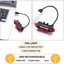 Liangduo Shop Beyaz Stil Bisiklet Kuyruk Arka Güvenlik Uyarı Işığı Arka Lambası Lambası Süper Parlak Taşınabilir Yüksek Li USB Şarj Edilebilir Bisiklet Işığı (Yurt Dışından)