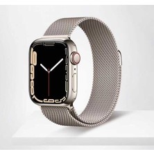 Fibaks Apple Watch Ultra Se Nike Series 1 2 3 4 5 6 7 8 9 42 44 45 49MM Uyumlu Metal Hasır Örgü Mıknatıslı Milano Loop Kordon