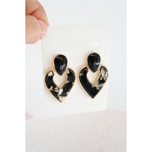 By Zeyna Aksesuar Kadın Vip Seri Sedefli Kalp Model Mineli Küpe Seti