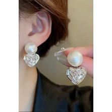 By Zeyna Aksesuar Kadın Vip Seri Baget Zirkon Taşlı Suni Incili Küpe