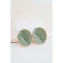 By Zeyna Aksesuar Kadın Vip Seri Mineli Oval Model Küpe Seti