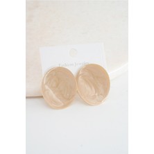 By Zeyna Aksesuar Kadın Vip Seri Mineli Oval Model Küpe Seti