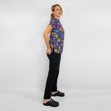 Nur Medikal Giyim Butterfly Kelebek Desenli Likralı Uni Doktor Hemşire Scrubs Üniforma Takımı